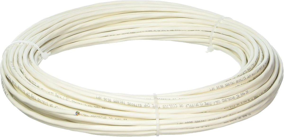 22 AWG 8 Conductor Stranded Shielded Plenum Cable White Jacket 100 Foot Roll Z8887