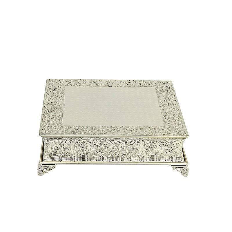 Gold Square Embossed Wedding Cake Stand Riser C689178