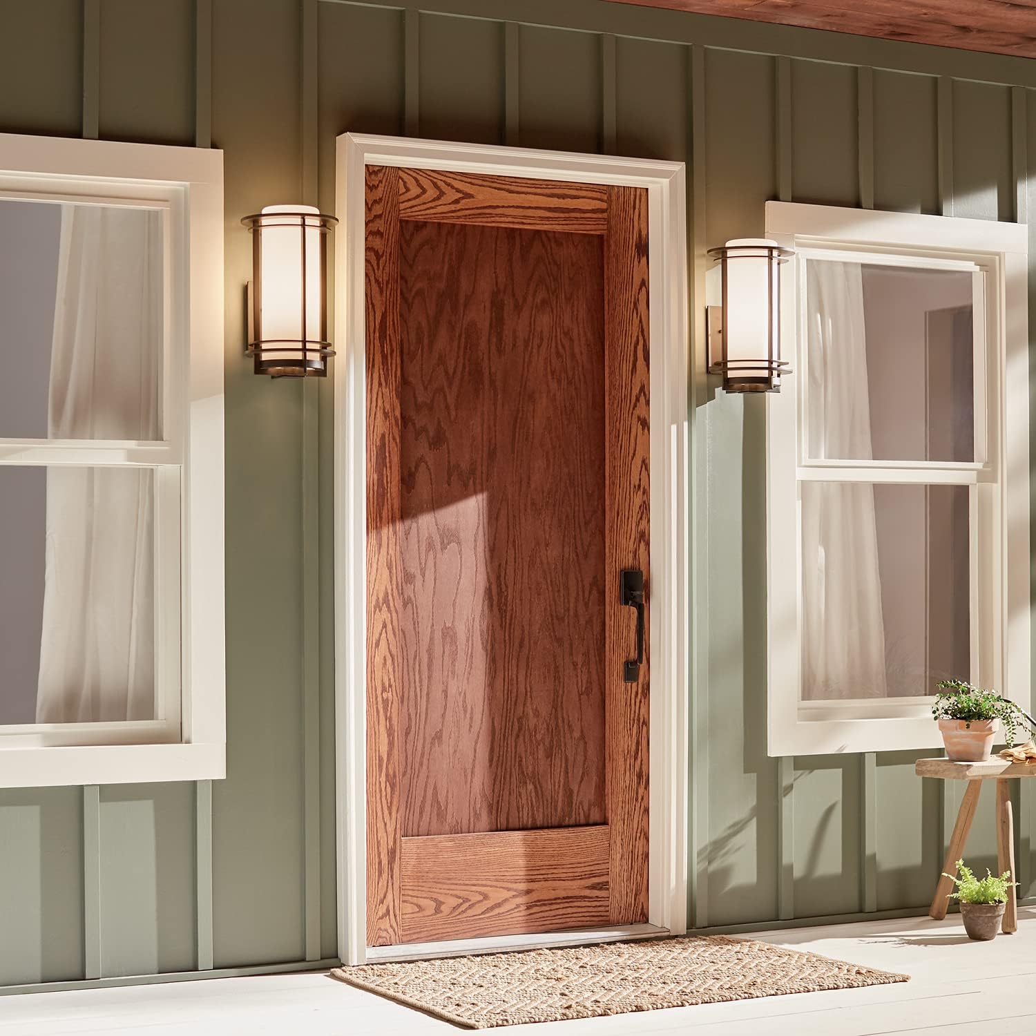 16 1 Light Outdoor Wall Light with Satin Etched Cased Opal Glass in Architectural Bronze D46800