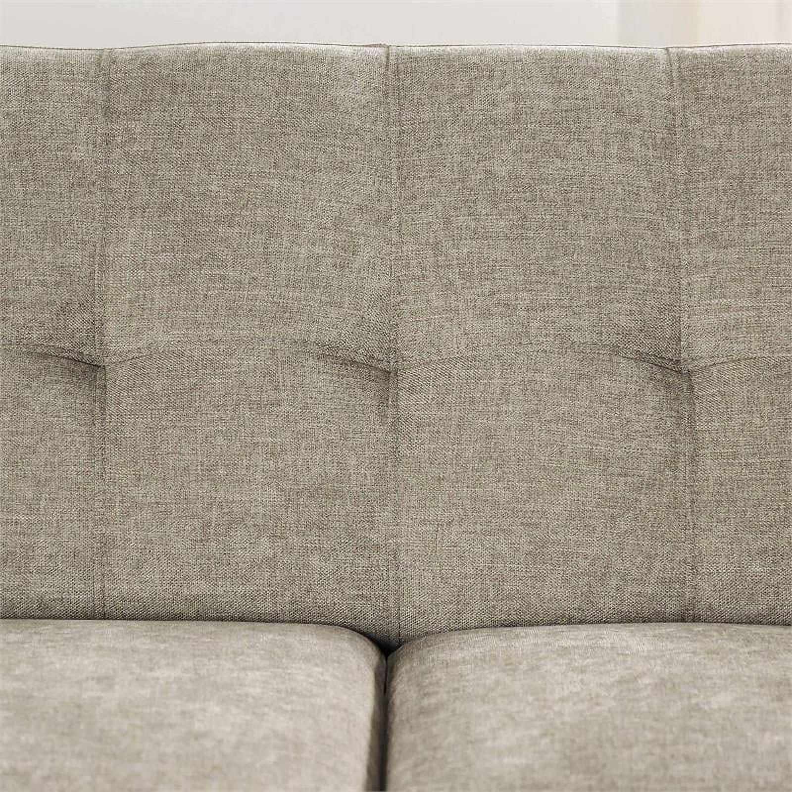 Beige Fabric Tufted Loveseat F5266