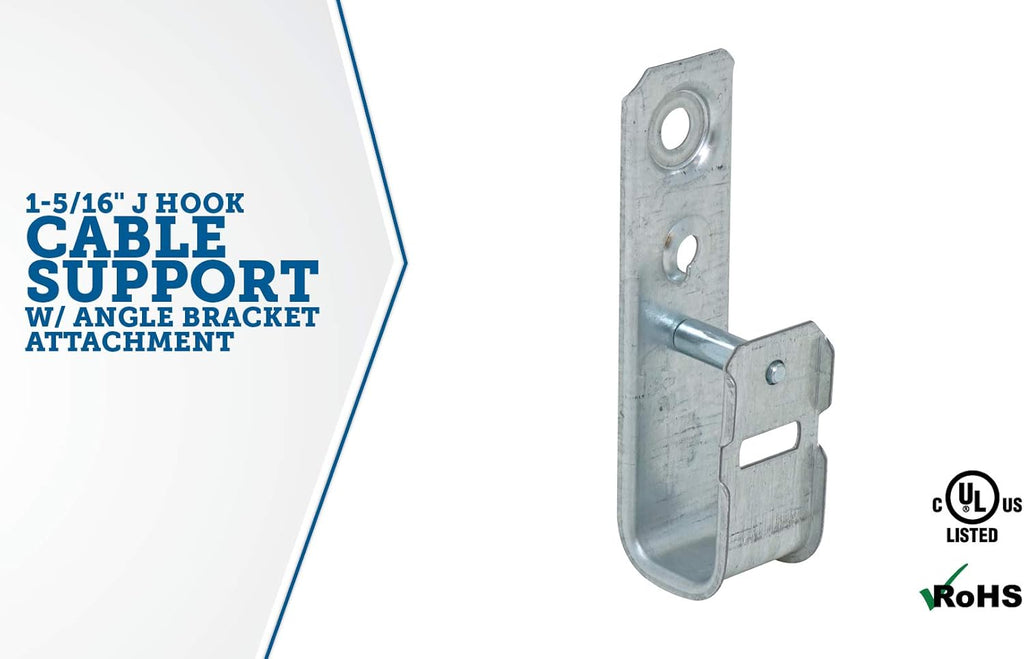 2 Inch Zinc Plated Steel Ceiling Mount J-Hook, 50 Pack Q126415