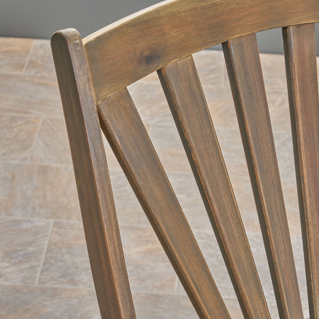 Rustic Acacia Wood Recliner Rocking Chair with Side Table B389