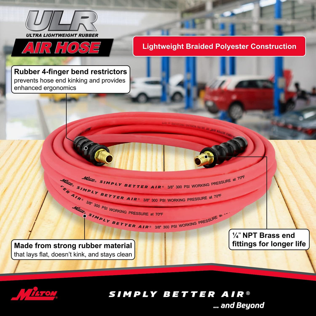 50 ft. x 3/8 ID Ultra Lightweight Rubber Air Hose, Pack of 2 B9214