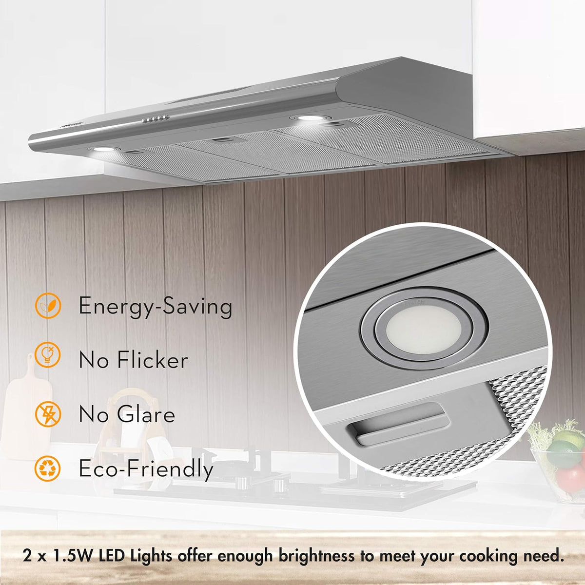 36 Inch Ducted/Ductless Under Cabinet Range Hood with LED Light X50852