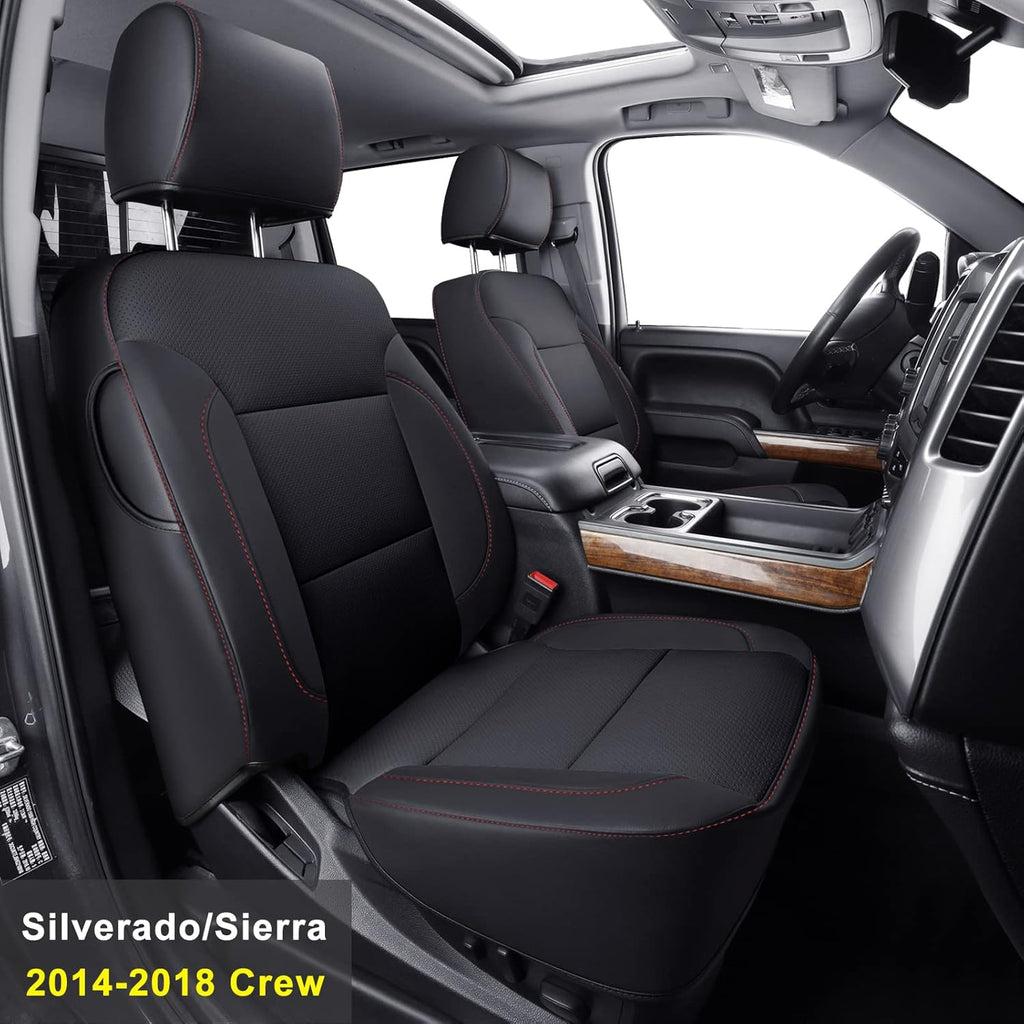 Custom Fit Seat Covers for Chevy Silverado Sierra 1500 Crew Cab (Black&Red) F324