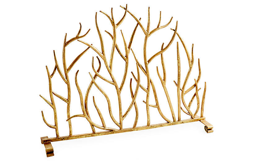 Gold Decorative Twig Fire Screen I433