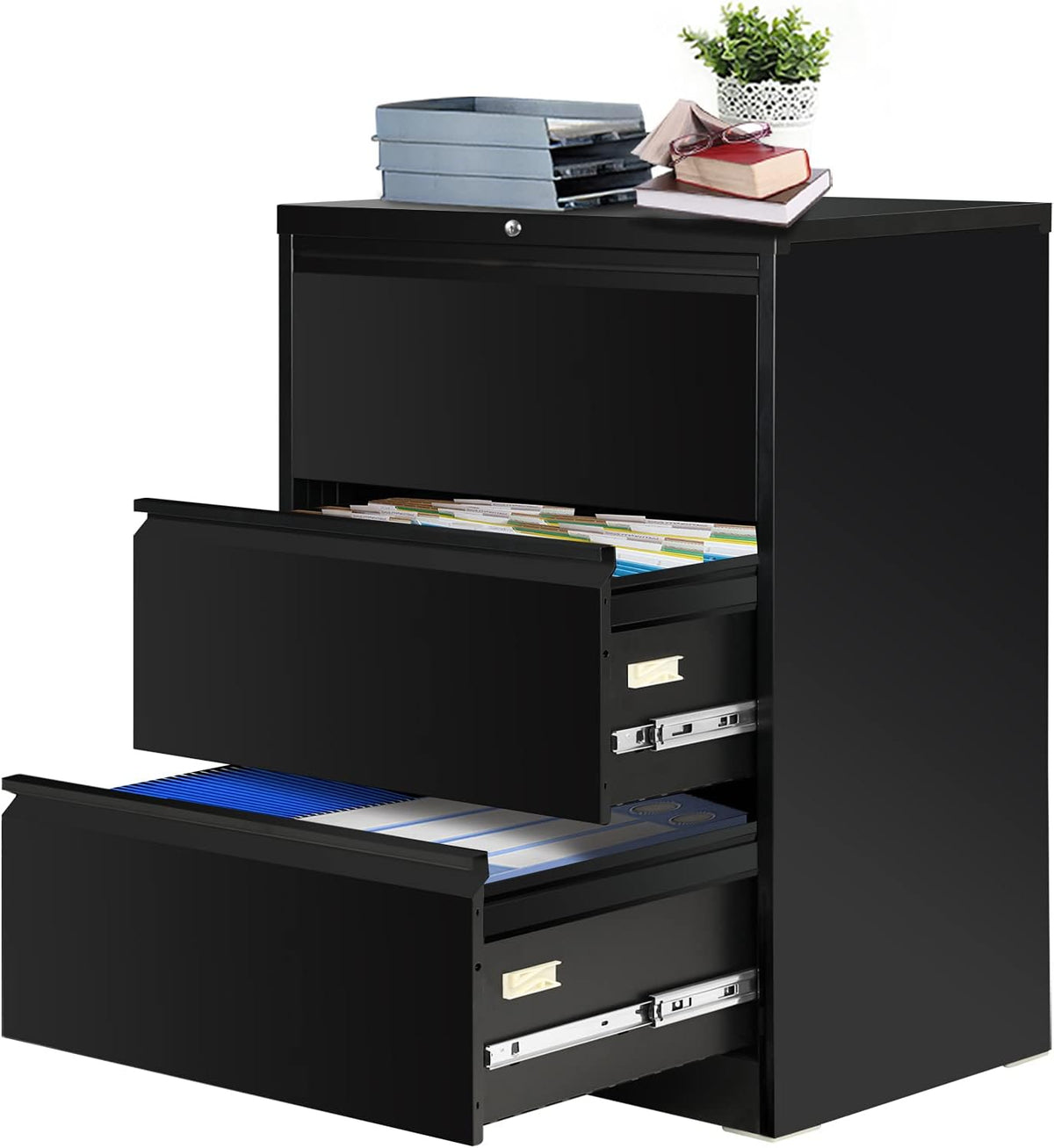 2 Drawer Locking Metal Steel Black Lateral File Cabinet K2246
