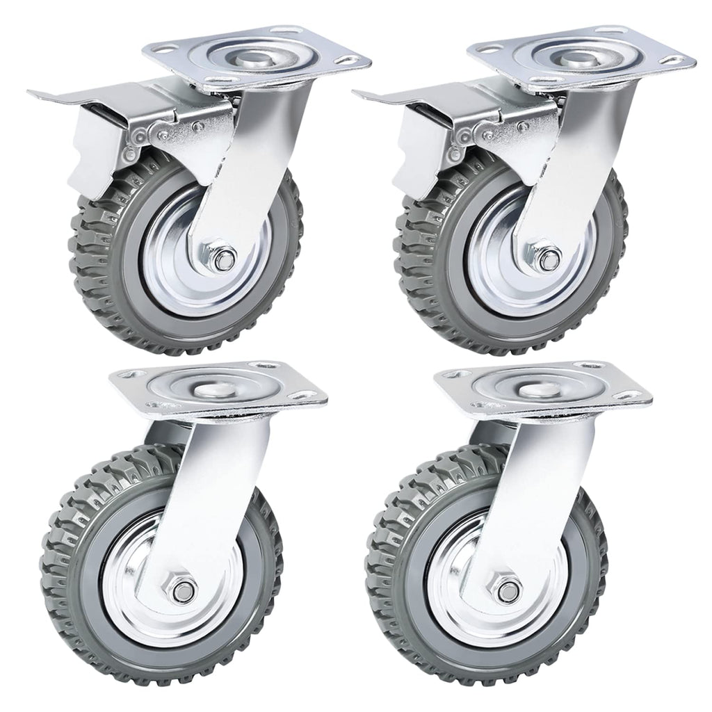 6 inch Swivel Rubber Wheel Casters Set of 4 S43438