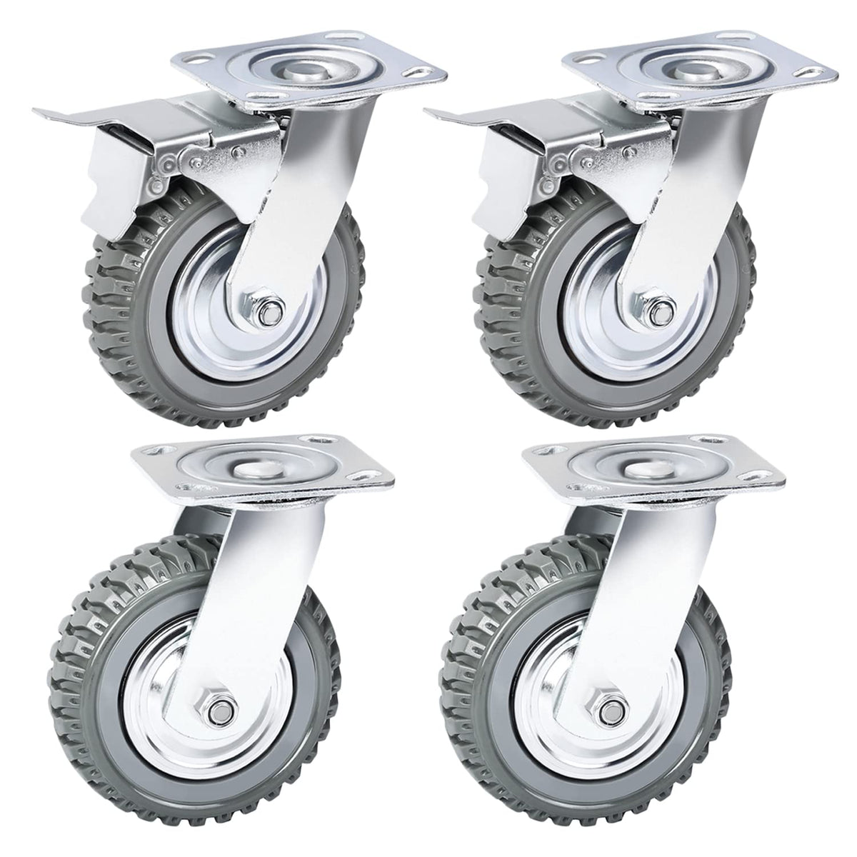 6 inch Swivel Rubber Wheel Casters Set of 4 S43438