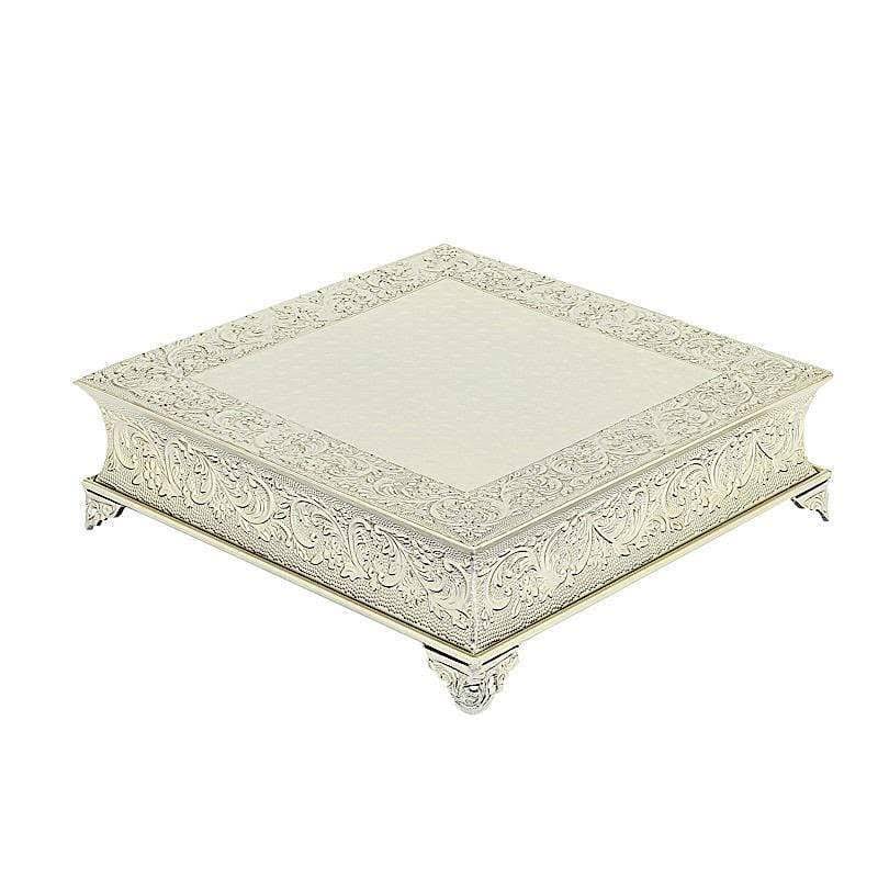 Gold Square Embossed Wedding Cake Stand Riser C689178