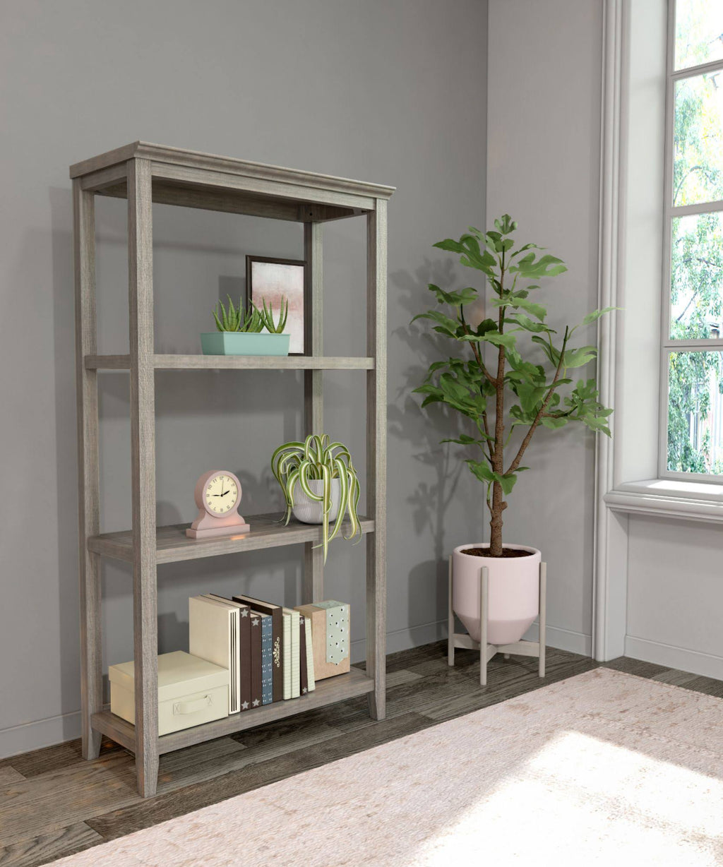 Washed Gray Solid 3-Tier Tall Vertical Bookcase U962847