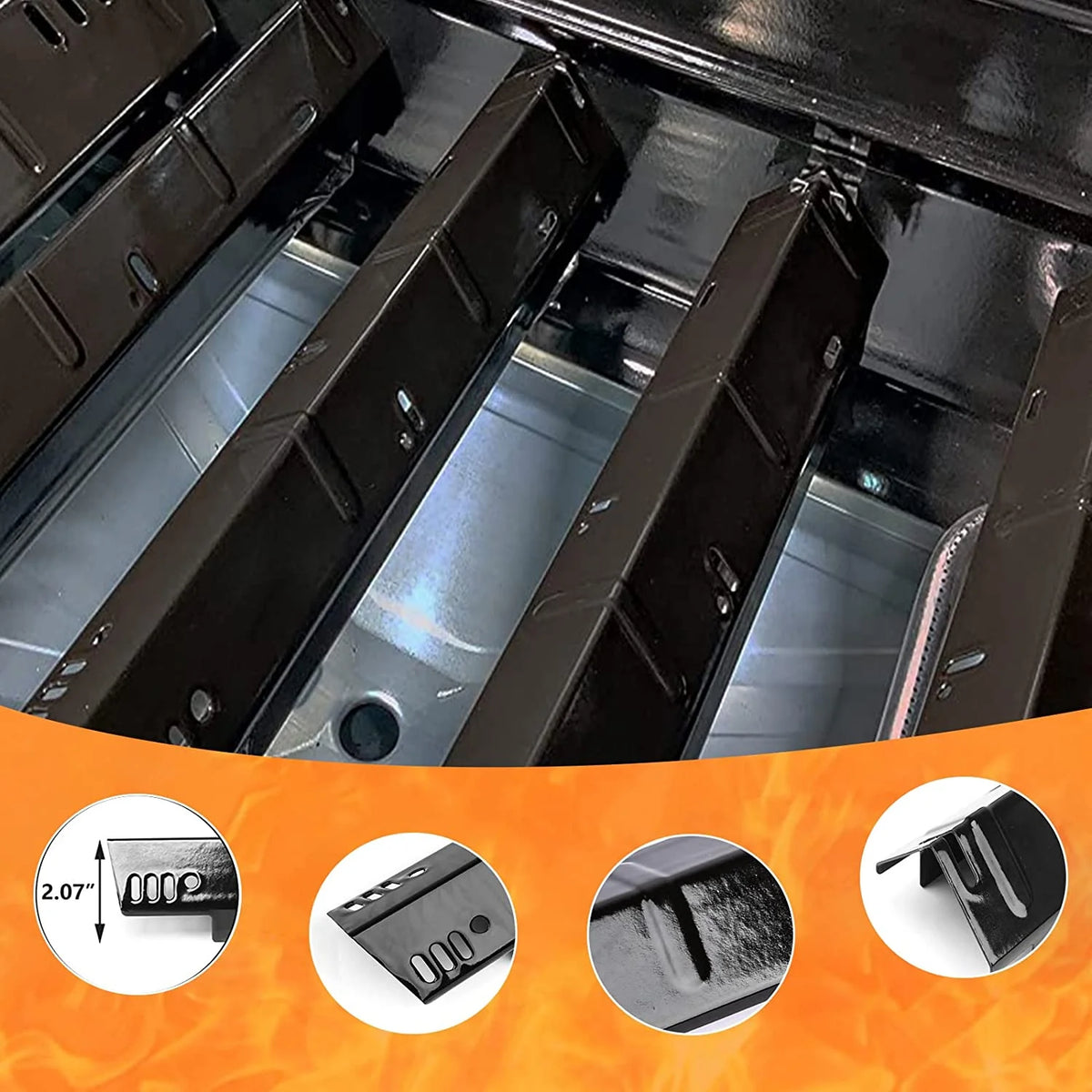 Stainless Steel Grill Burners and Porcelain Steel Heat Plates, 3 Pack I4537