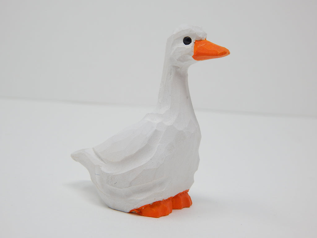 White Goose Handmade Wood Carved Figurine Collectible C5373