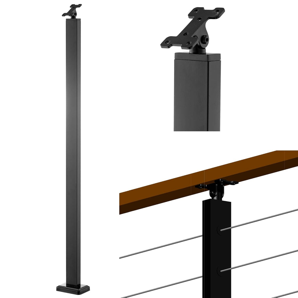 Black 42x1x2 Stainless Steel Square Cable Railing Post Z39279