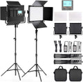 2 Kits Bi-Color LED Video Light Kit with Light Stand A20316