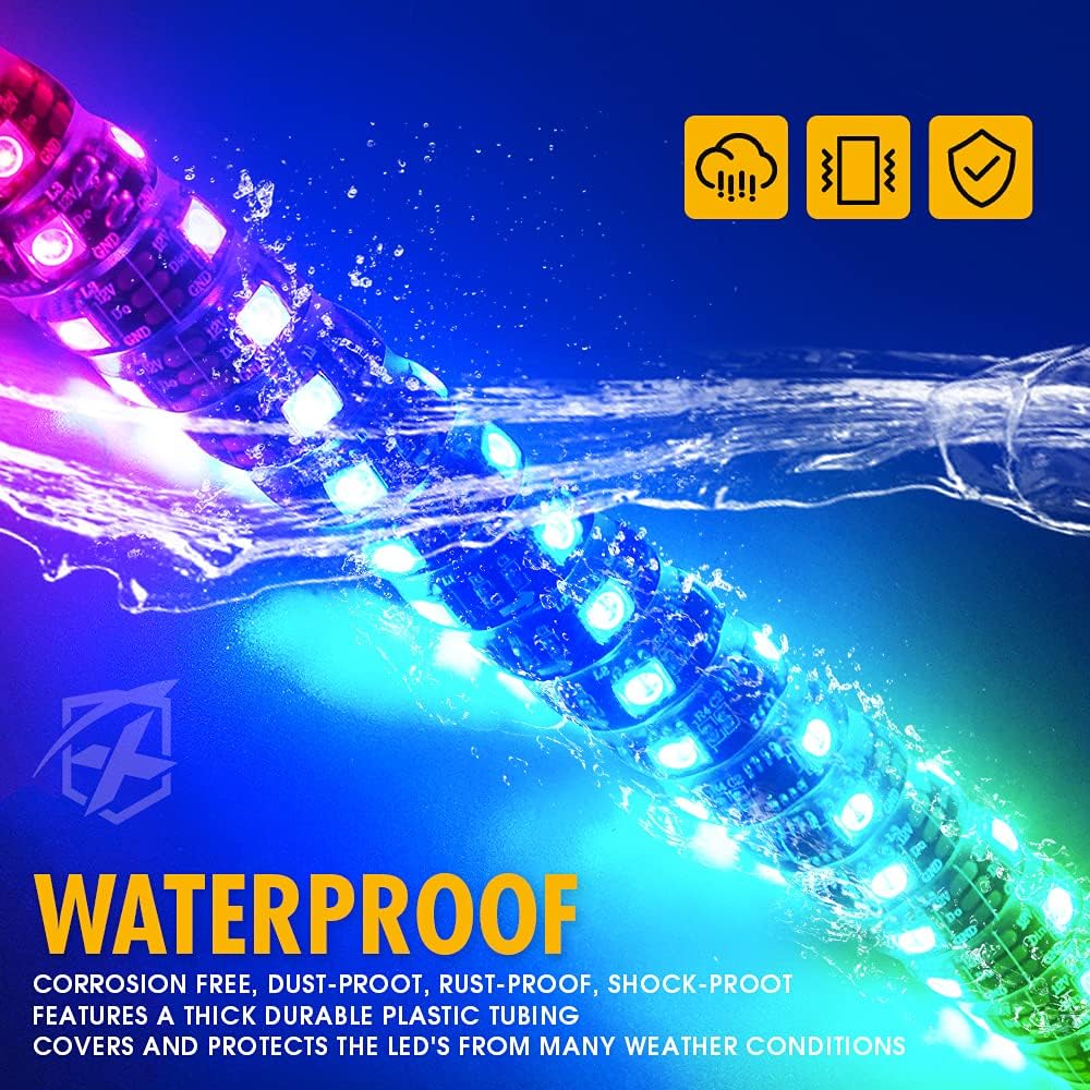 4FT Spiral RGB LED Whip Light with RF Remote Control L8143