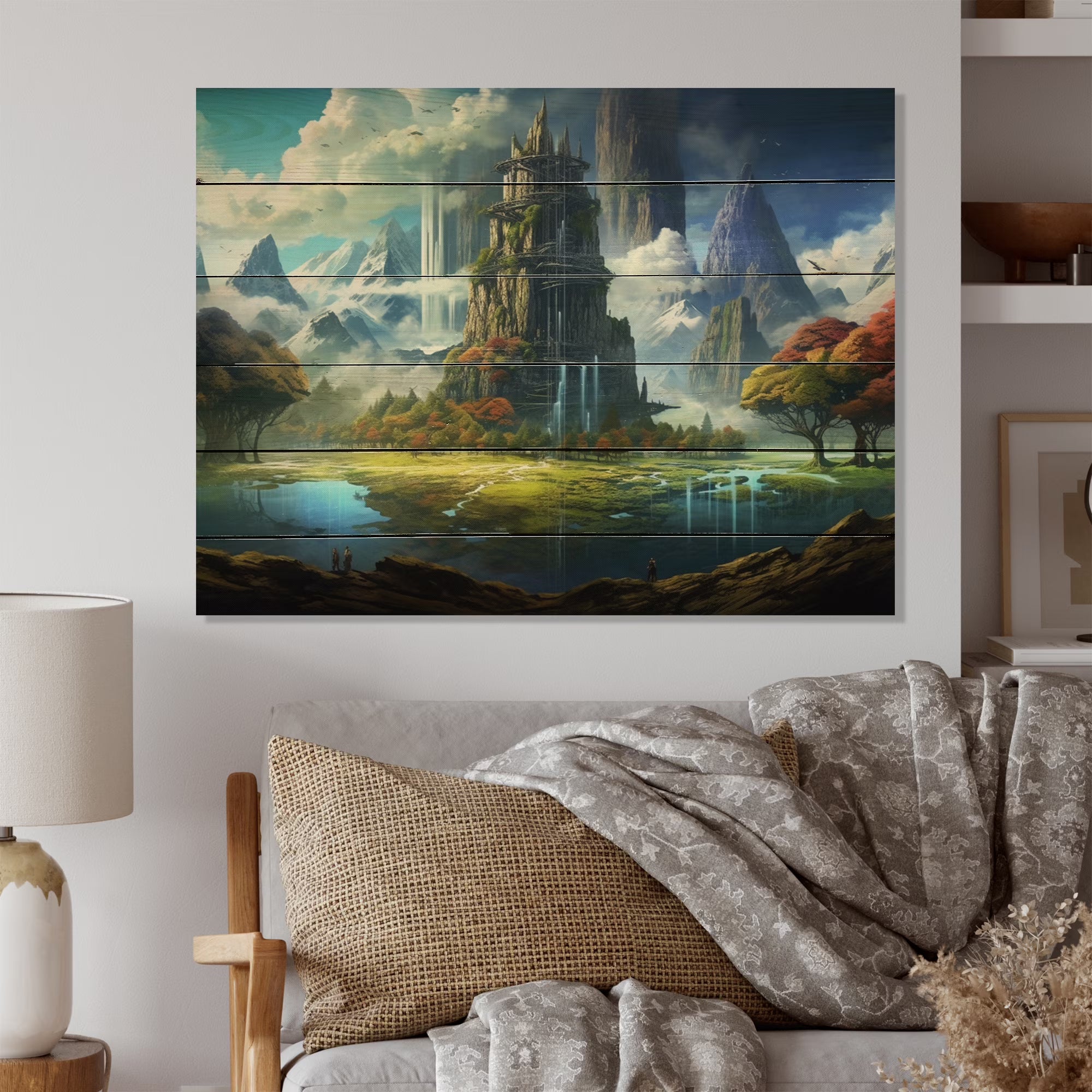Castles Print on Natural Pine Wood M929