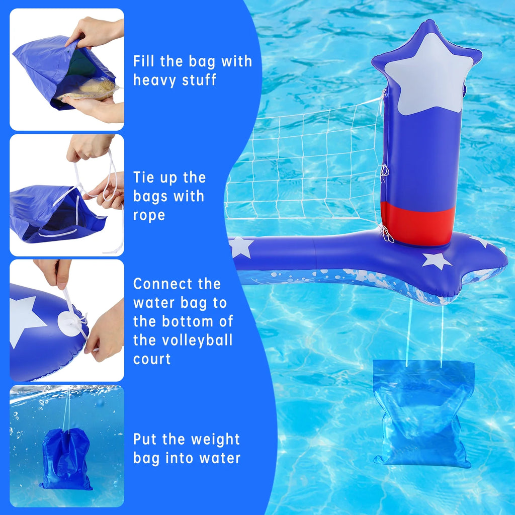 Inflatable Pool Volleyball Net and Basketball Hoop O799602