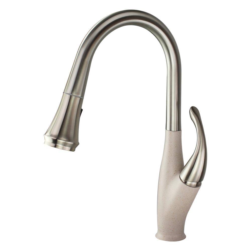 Luxe Stainless/Cafe Latte Pull-Down Kitchen Faucet Y9999