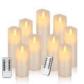 Ivory Real Wax Pillar LED Candles with Remote D9122