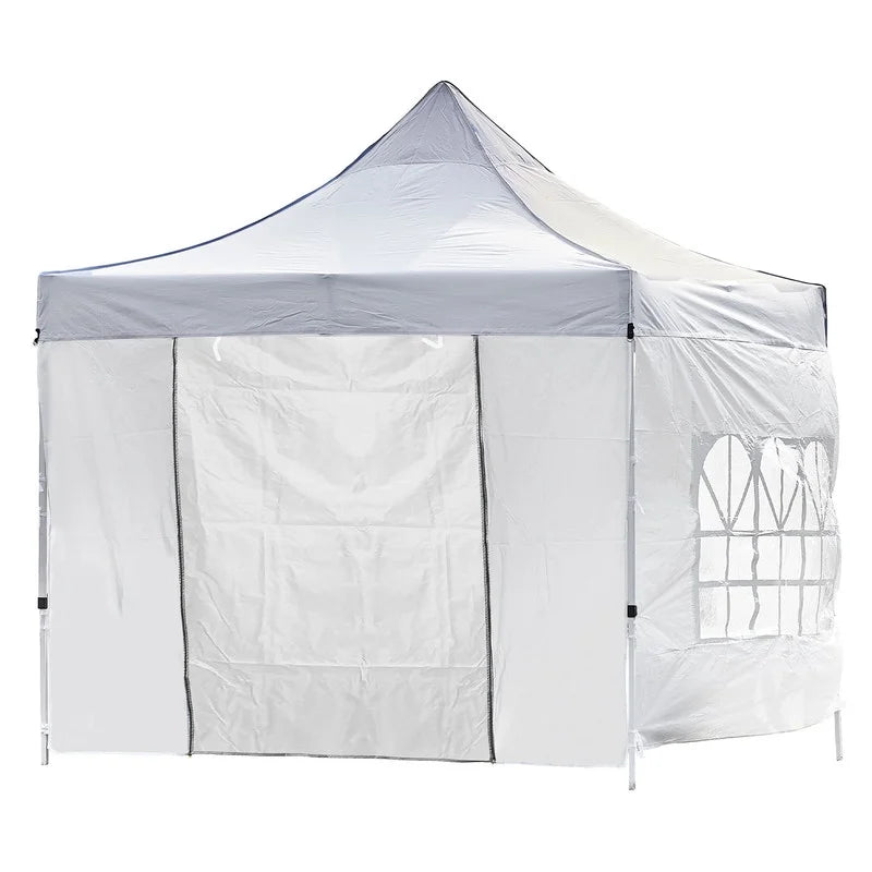 White 10x10ft Pop Up Gazebo with 4 Sidewalls 1 Door & 3 Windows O708027