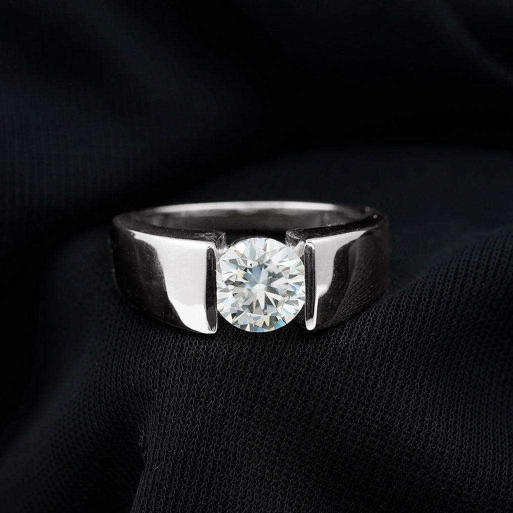Moissanite Solitaire Engagement Ring, 2 Carat, Sterling Silver, 10K White Gold, US 7.50 F580