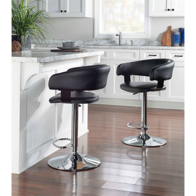 Black Faux Leather Adjustable Height Bar Stool Z47703