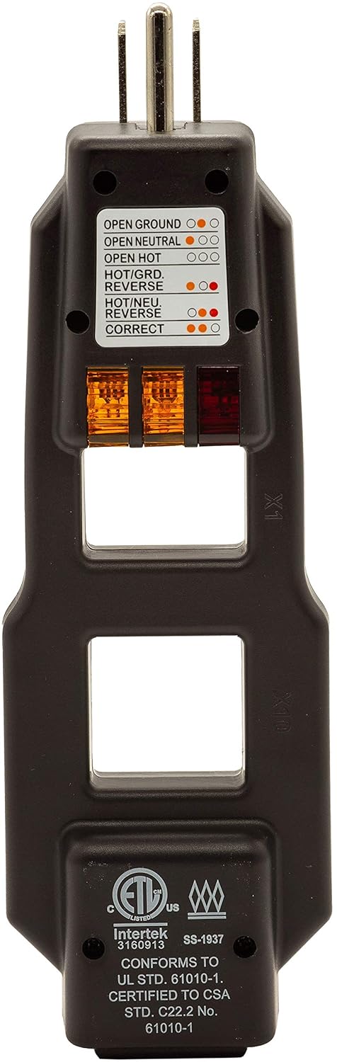 AC Line Splitter and GFCI Outlet Tester with 5 Visual Indicators P113981