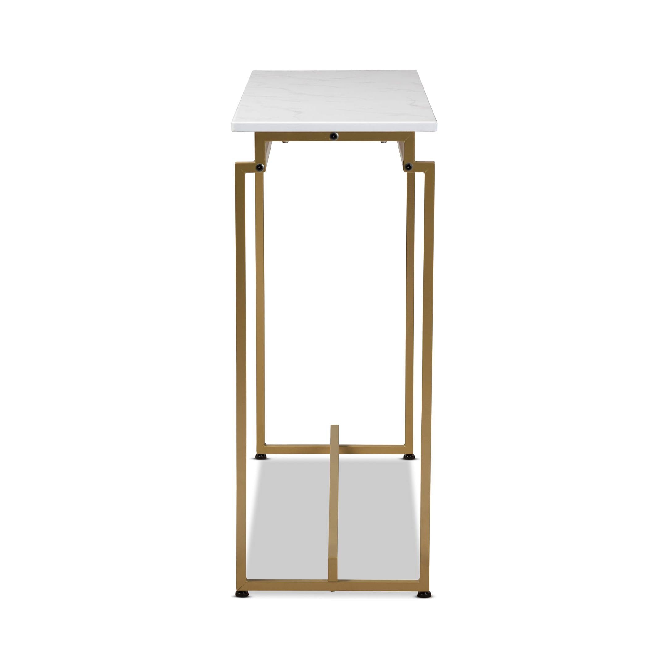 Gold Faux Marble Console Table E92430