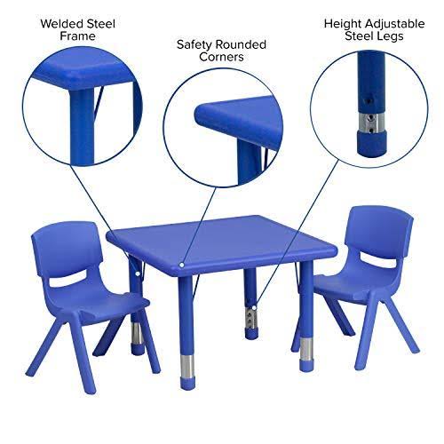 Blue Plastic Height Adjustable Activity Table Set with 2 Chairs T519