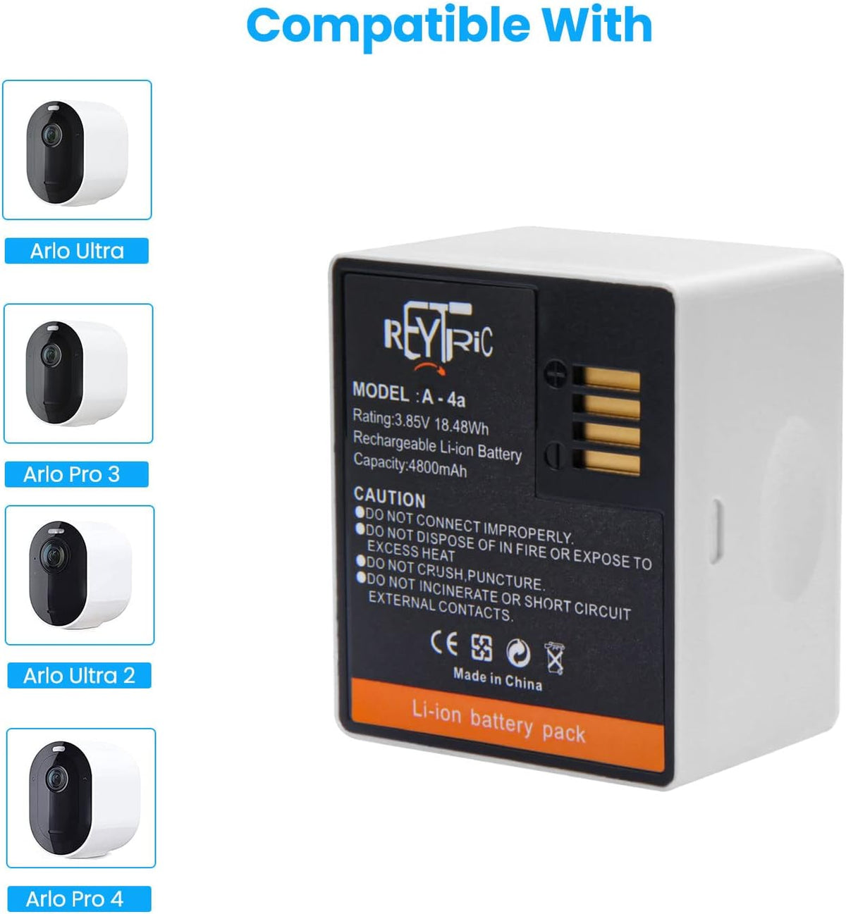 Batteries (2-Pack) Compatible with Arlo Ultra, Arlo Pro 3, Arlo Pro 4 Camera, Pack of 2 Z4739