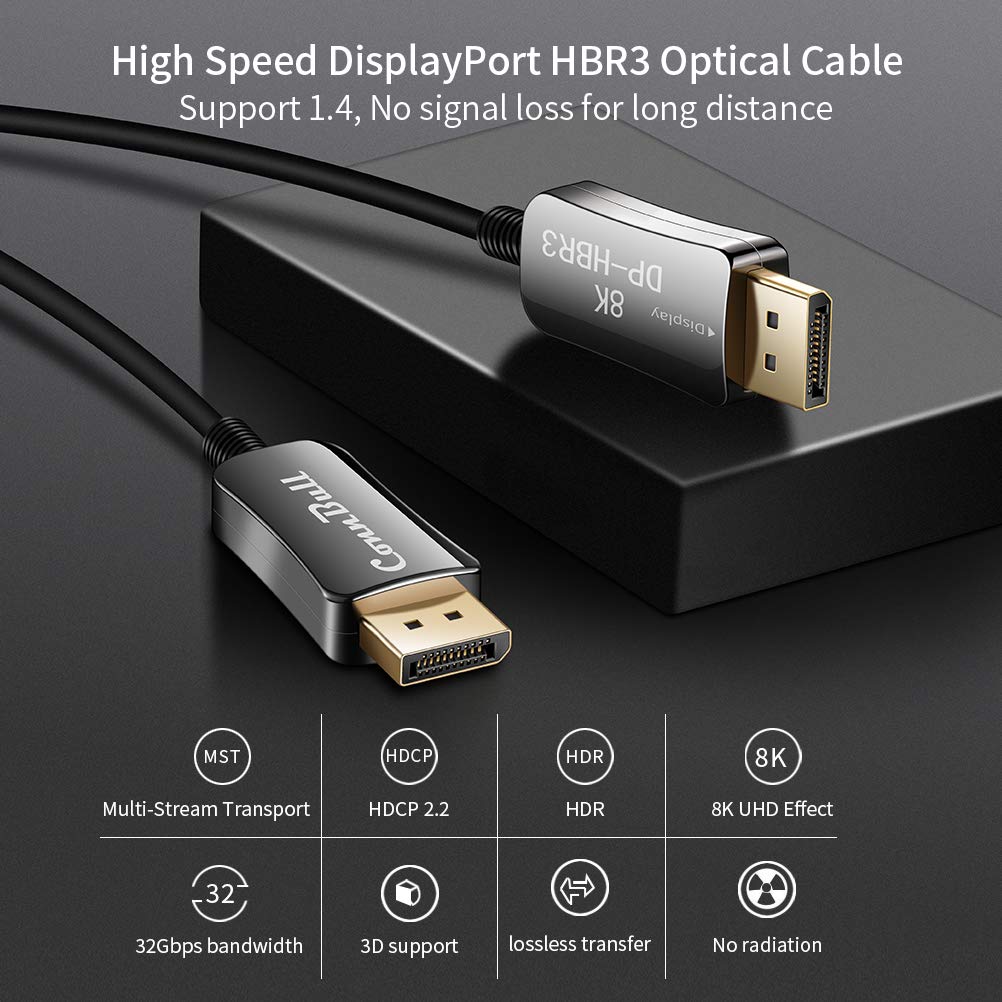 Fiber Optic DisplayPort 1.4 Cable 50ft T192804