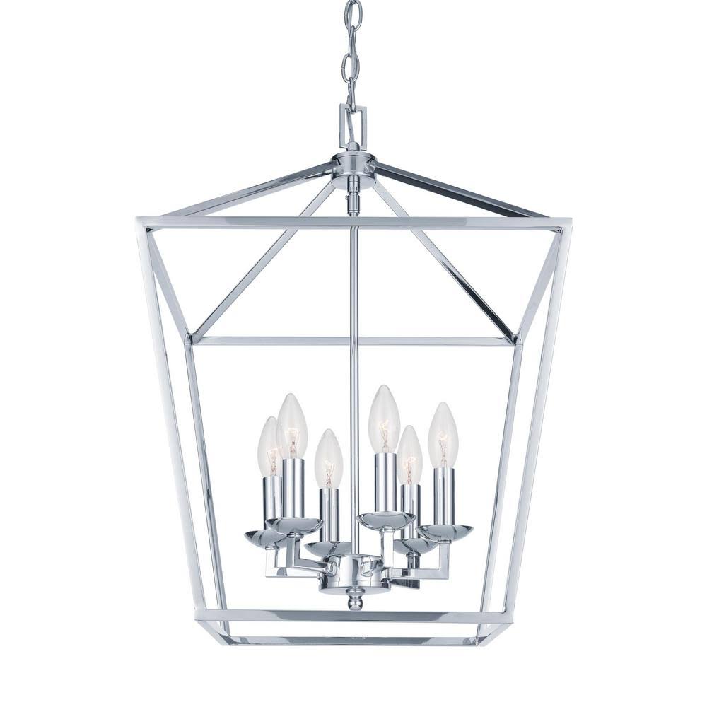 Polished Chrome Caged Chandelier L443009