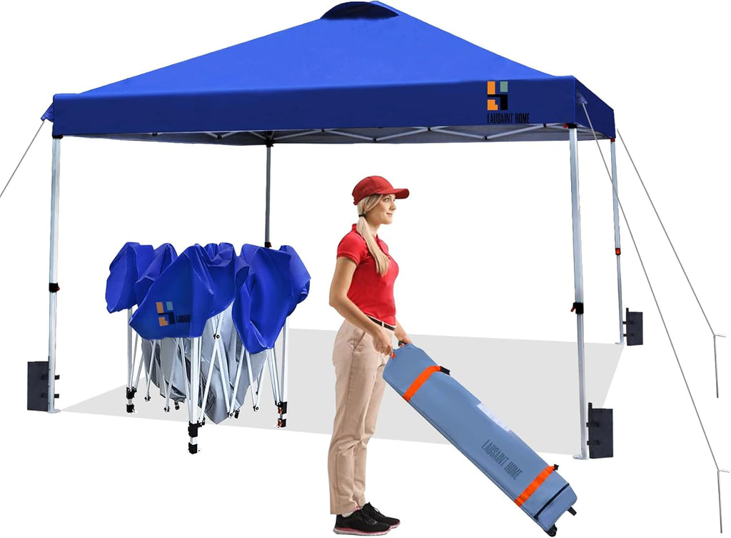 10FTx10FT Blue Pop Up Canopy Tent with Roller Bag O234914