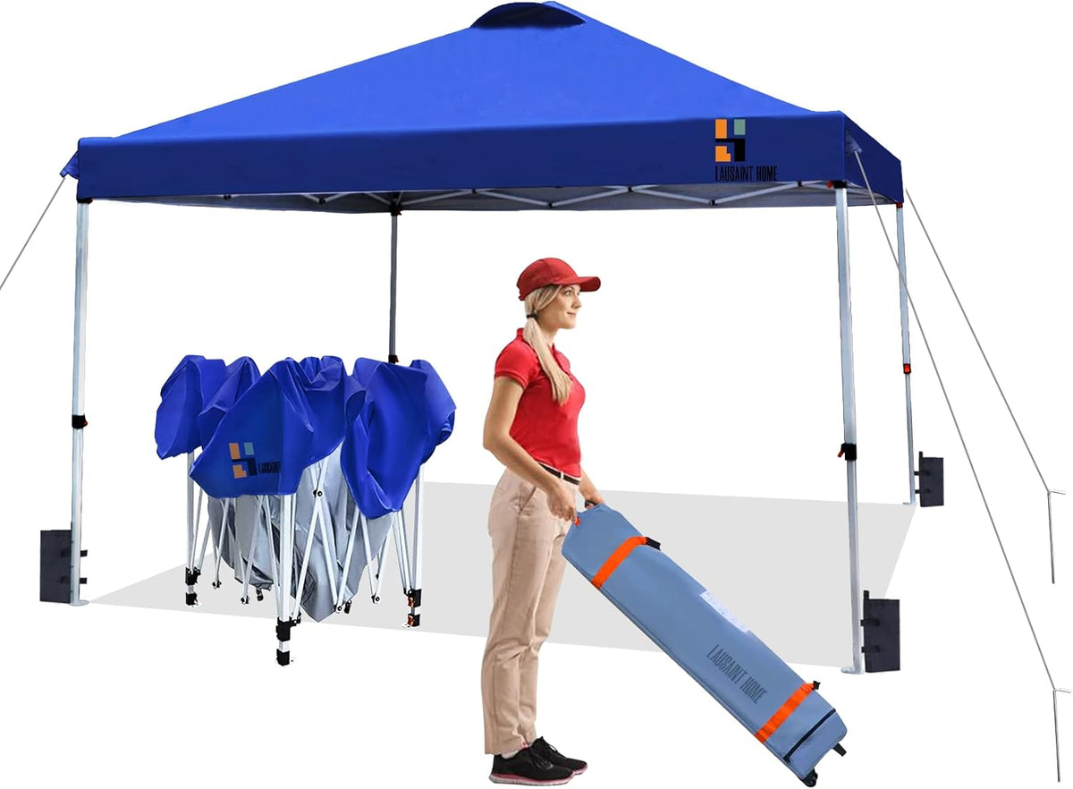 10FTx10FT Blue Pop Up Canopy Tent with Roller Bag O234914
