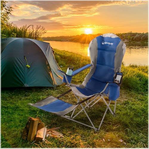Blue Camp Chair with Footrest N260983