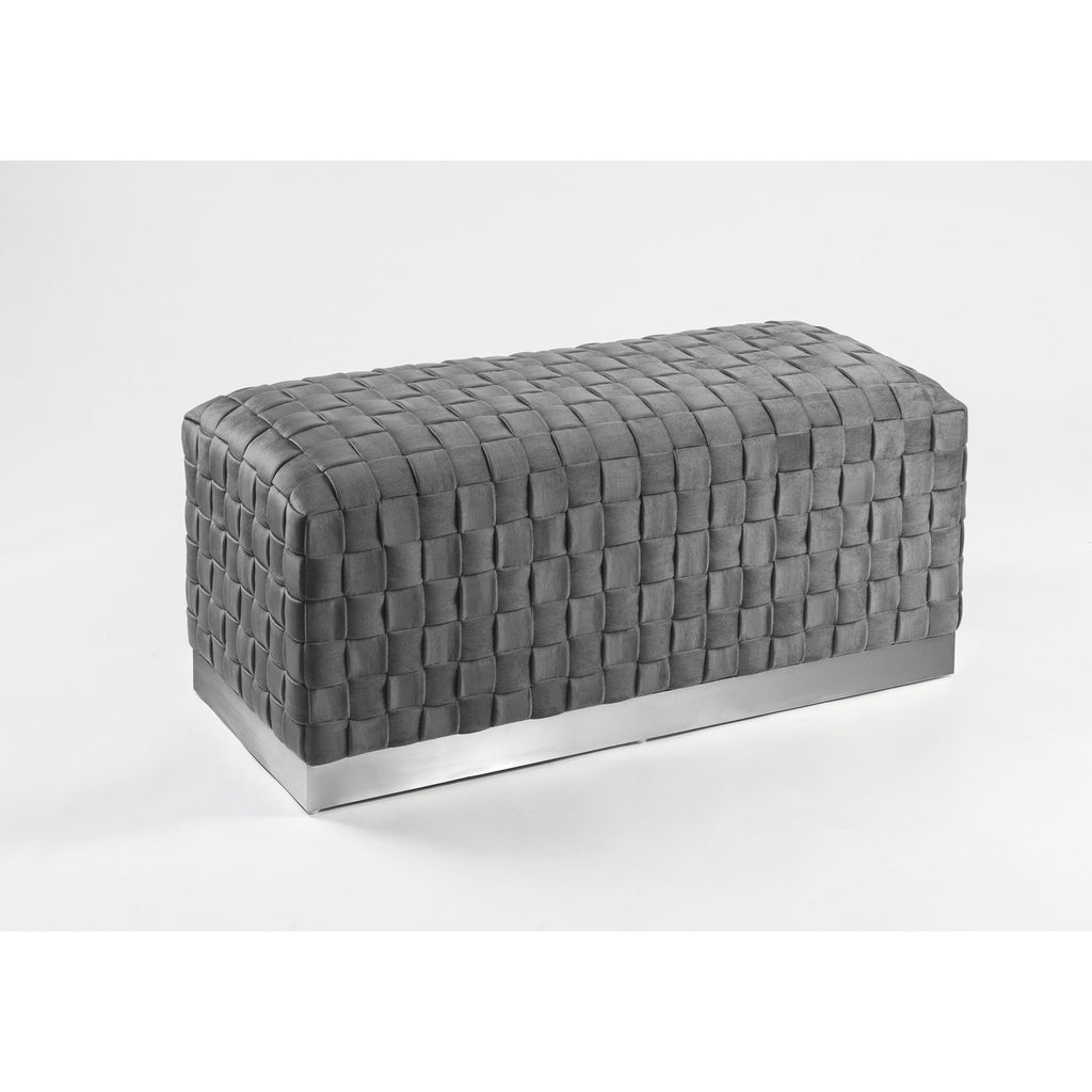 Gray & Silver Upholstered Bedroom Bench E564747