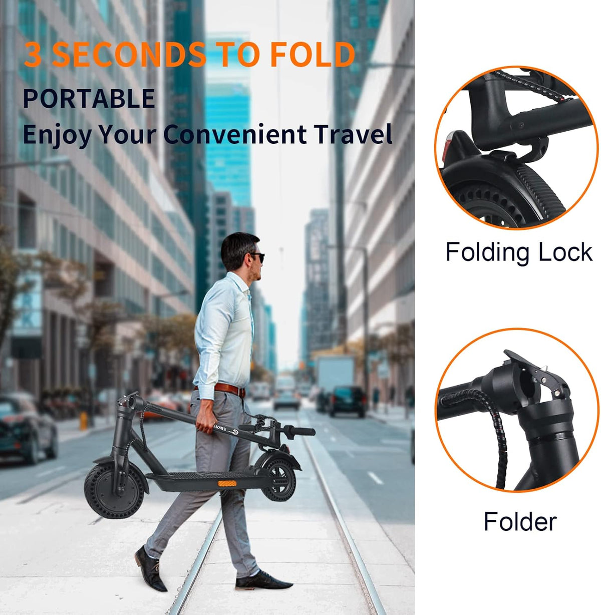 Foldable Electric Scooter with 350W Motor, 8.5 Inch Solid Tire R593