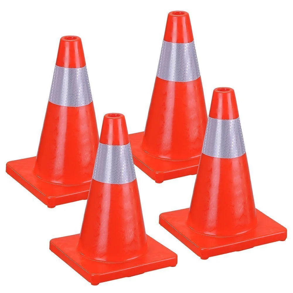 6PCS 18" Orange PVC Traffic Cones with 4" Reflective Collar T528332