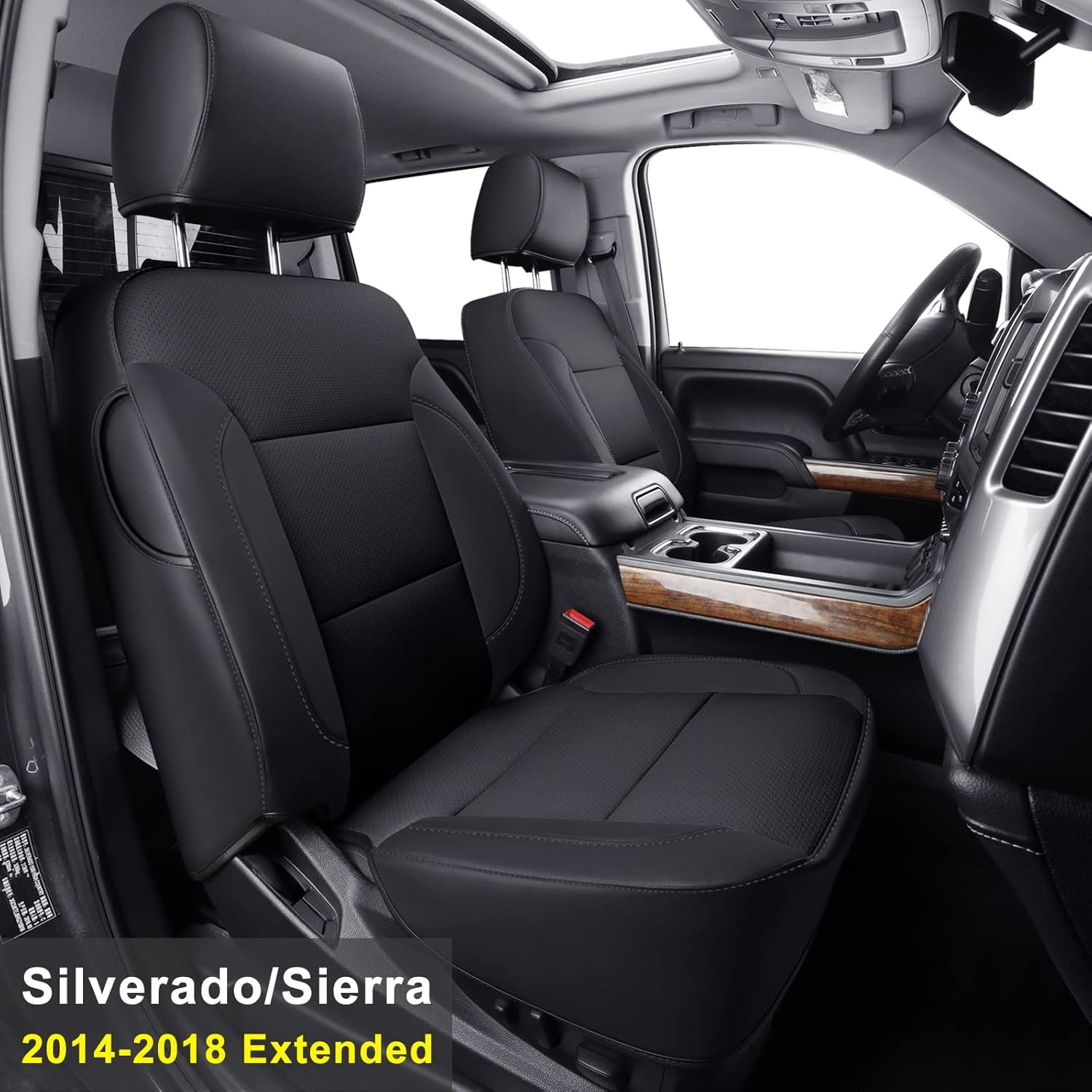 Custom Fit Seat Covers for Chevy Silverado Sierra 1500 Crew Cab (Black&Red) F324