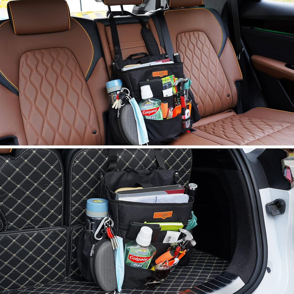 Black Car Front Seat Organizer with Adjustable Shoulder Strap V197513