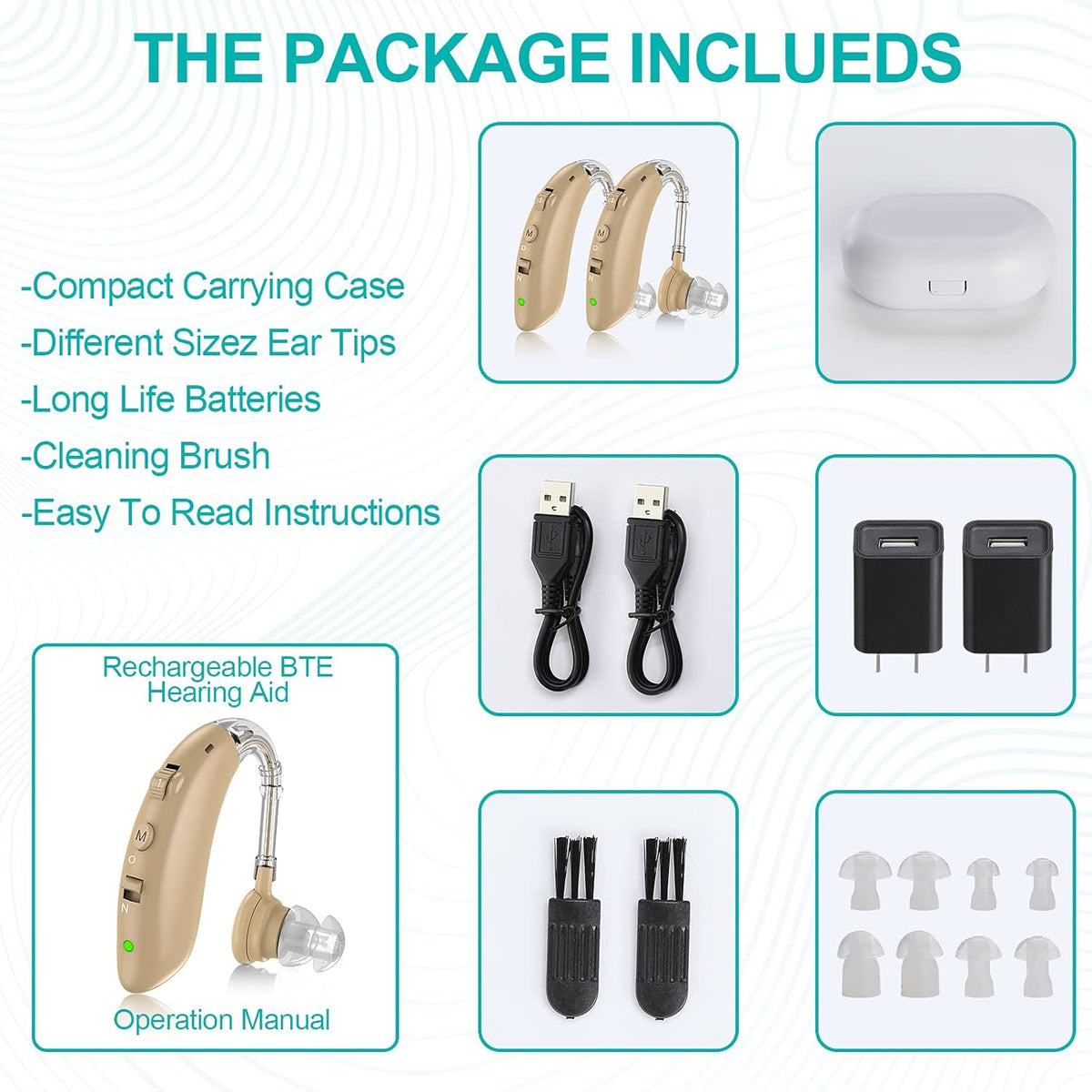 Rechargeable Hearing Aids with Noise Cancelling C58869