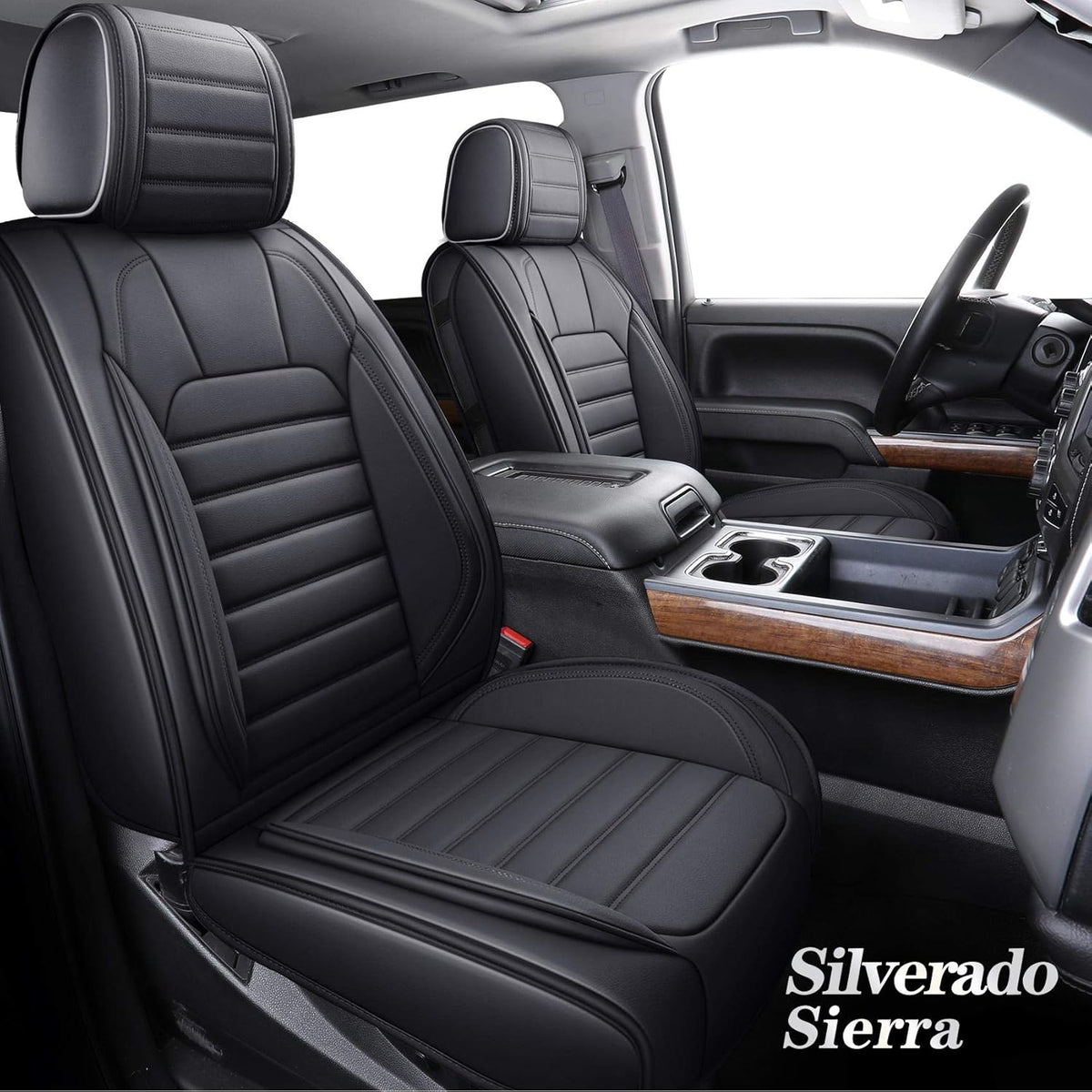 Brown Leather Car Seat Covers Full Set 5 PCS S596132