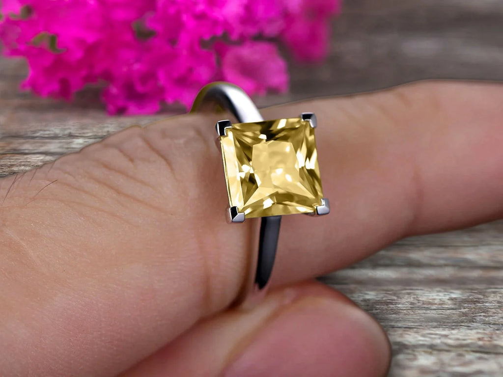 10k Rose Gold Princess Cut Moissanite Solitaire Engagement Ring S129306