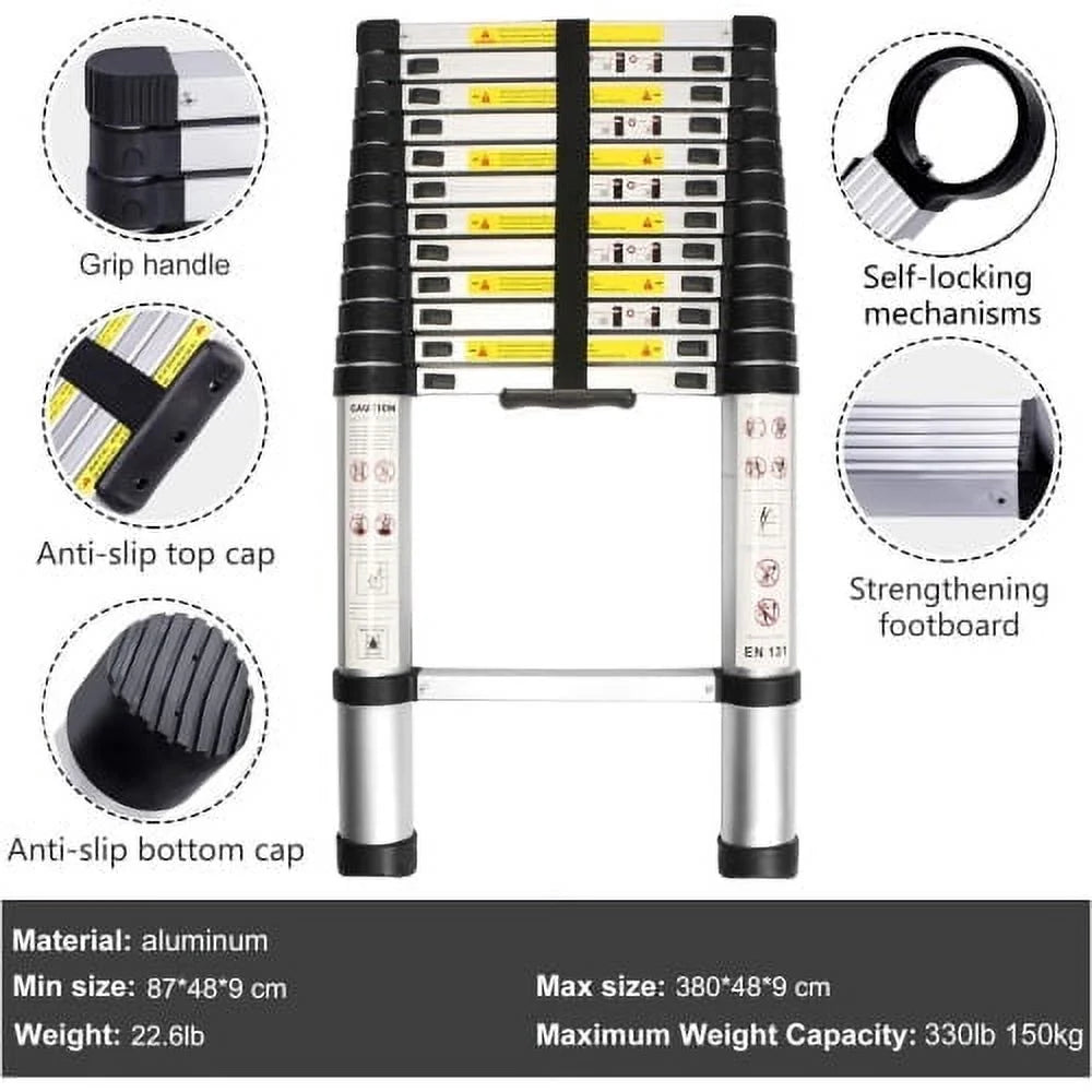 12.5FT Aluminum Telescoping Ladder J301