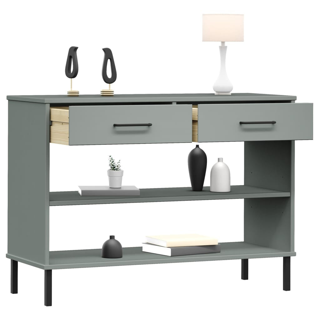 Gray Solid Wood Pine Console Cabinet with Metal Legs B6810
