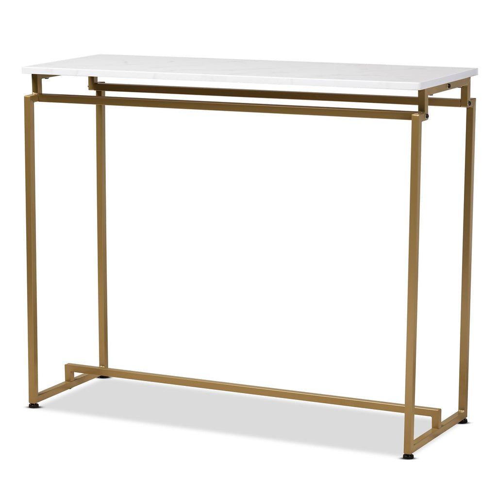 Gold Faux Marble Console Table E92430
