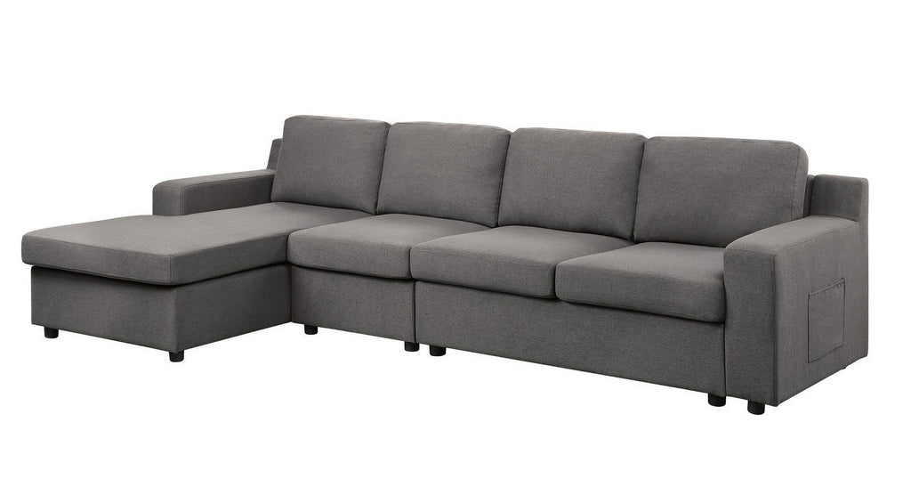 Gray Linen Sectional Sofa Chaise Y5463