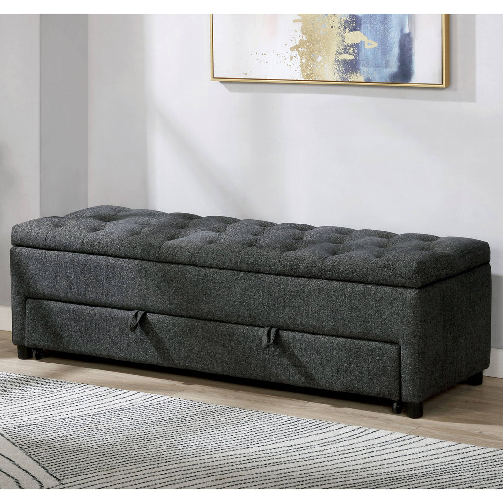 Dark Grey Tufted Storage Bench O9413