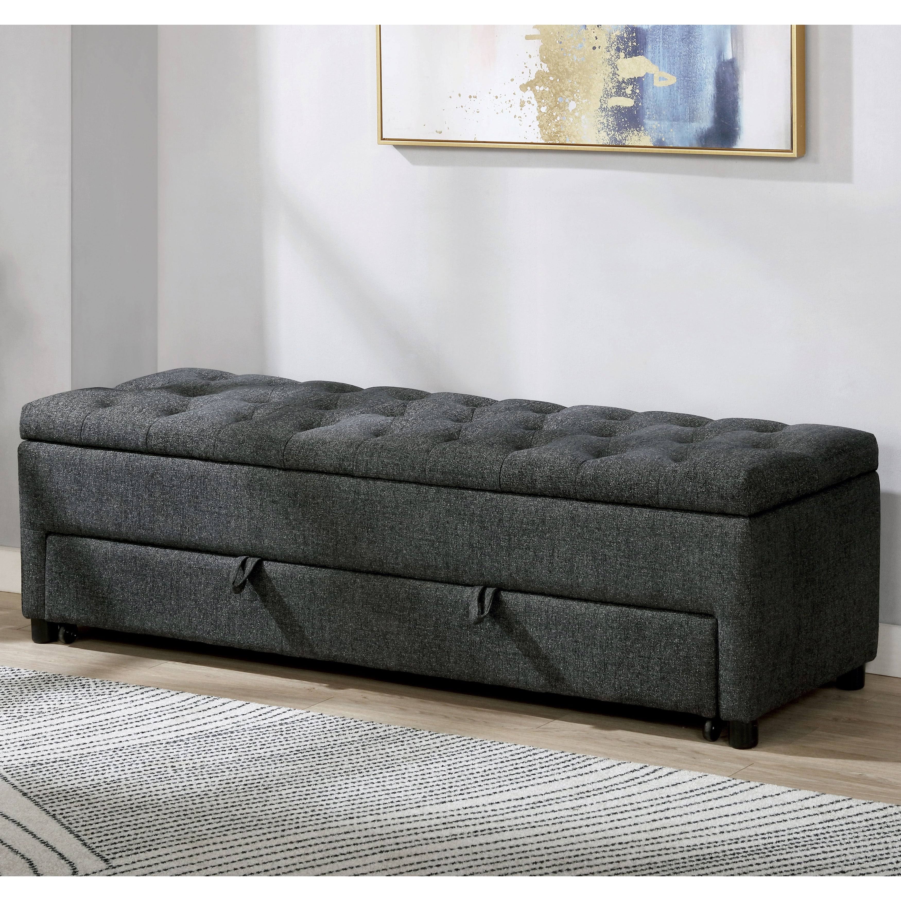 Dark Grey Tufted Storage Bench O9413